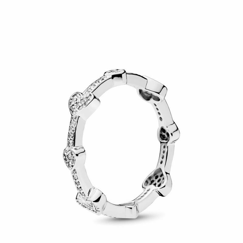 Pandora Allustackable Ring Hearts Stackable Ring - Sterling Silver/Cubic Zirconia - Canada | KB6903W